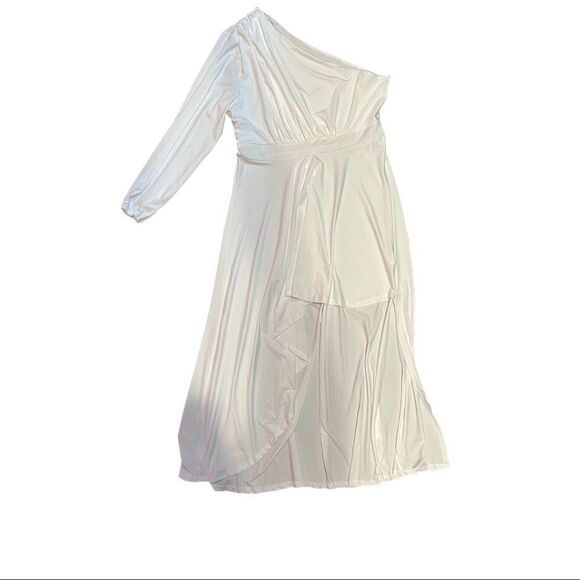 IyMoo Womens Sexy Plus Size Long Sleeve Ruched Elegant High Low Maxi Dress - Picture 13 of 15